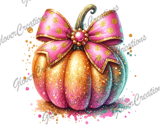Sparkle Pink Pumpkin Direct to Film Ready to Press Heat Transfers