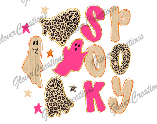 Spooky Cheetah Ghost Direct to Film Ready to Press Heat Transfers