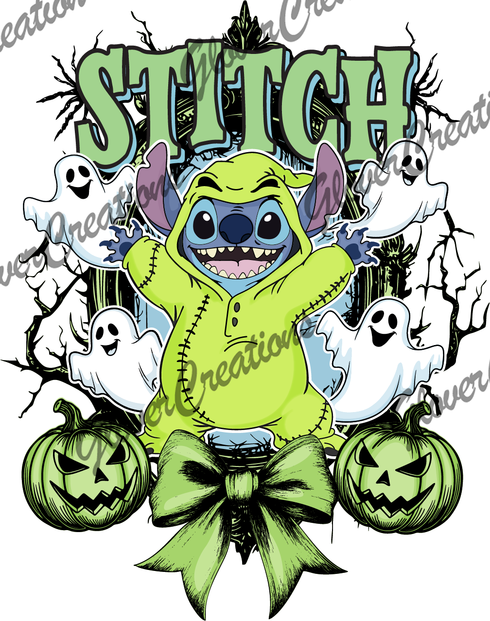 Spooky Green Monster Direct to Film Ready to Press Heat Transfers