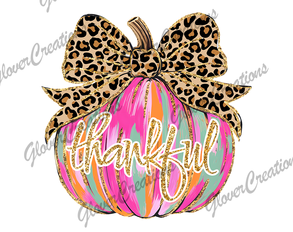 Thankful Cheetah Pumpkin Direct to Film Ready to Press Heat Transfers