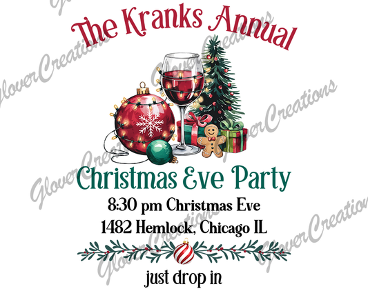 The Kranks Annual Christmas Eve Party Direct to Film Ready to Press Heat Transfers