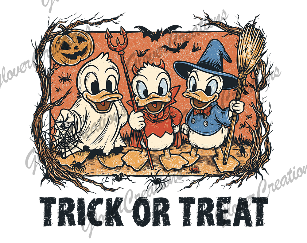 Child Size Trick Or Treat Duck Direct to Film Ready to Press Heat Transfer