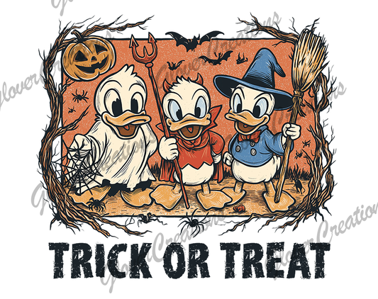 Child Size Trick Or Treat Duck Direct to Film Ready to Press Heat Transfer