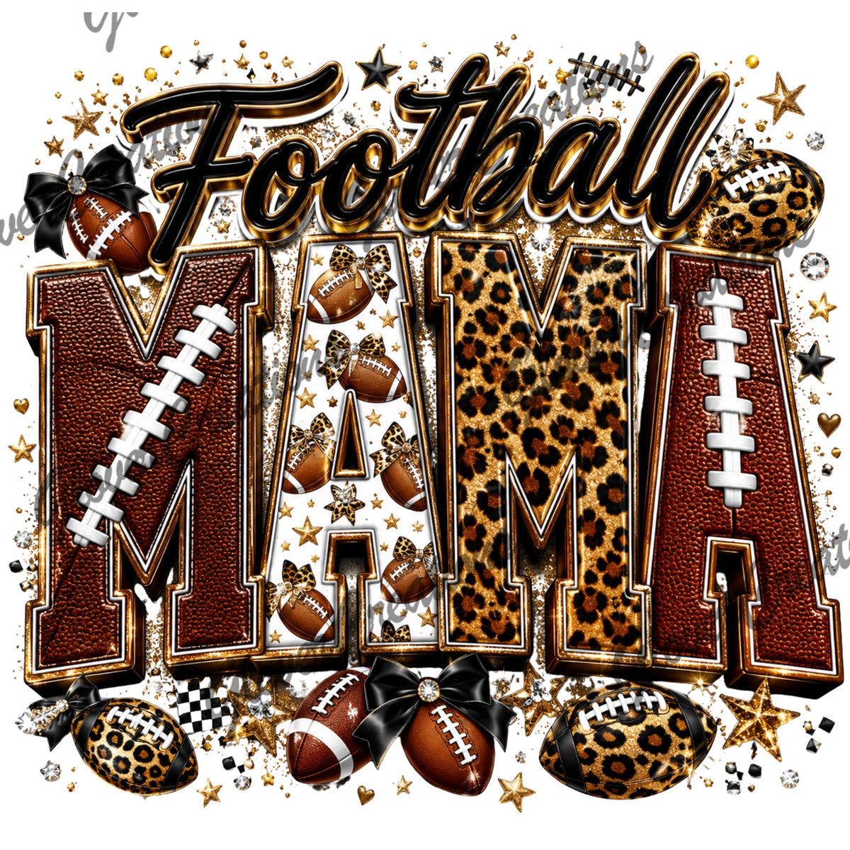 Football Mama Leopard Direct To Film Ready To Press Heat Transfers