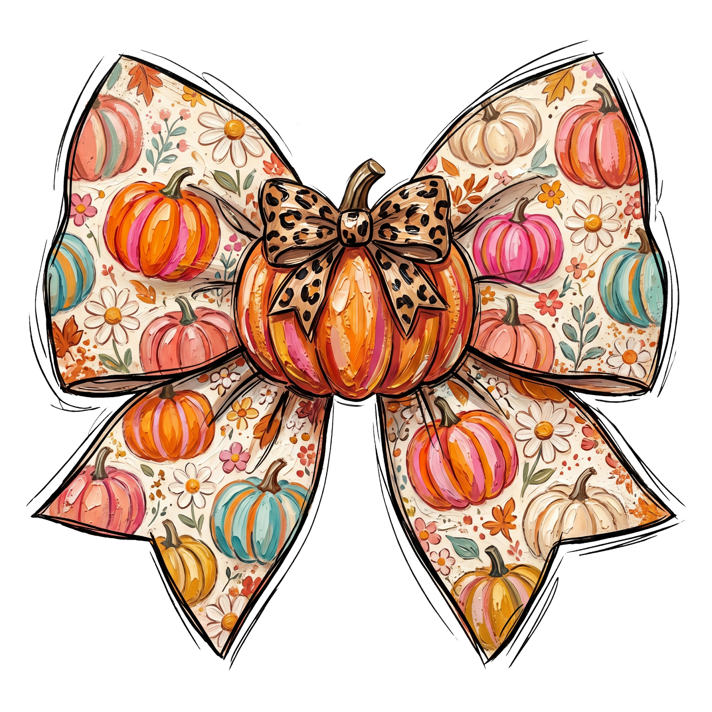 Pumpkin Bow Direct to Film Ready to Press Heat Transfers