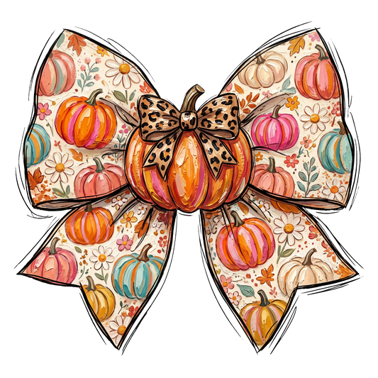 Pumpkin Bow Direct to Film Ready to Press Heat Transfers