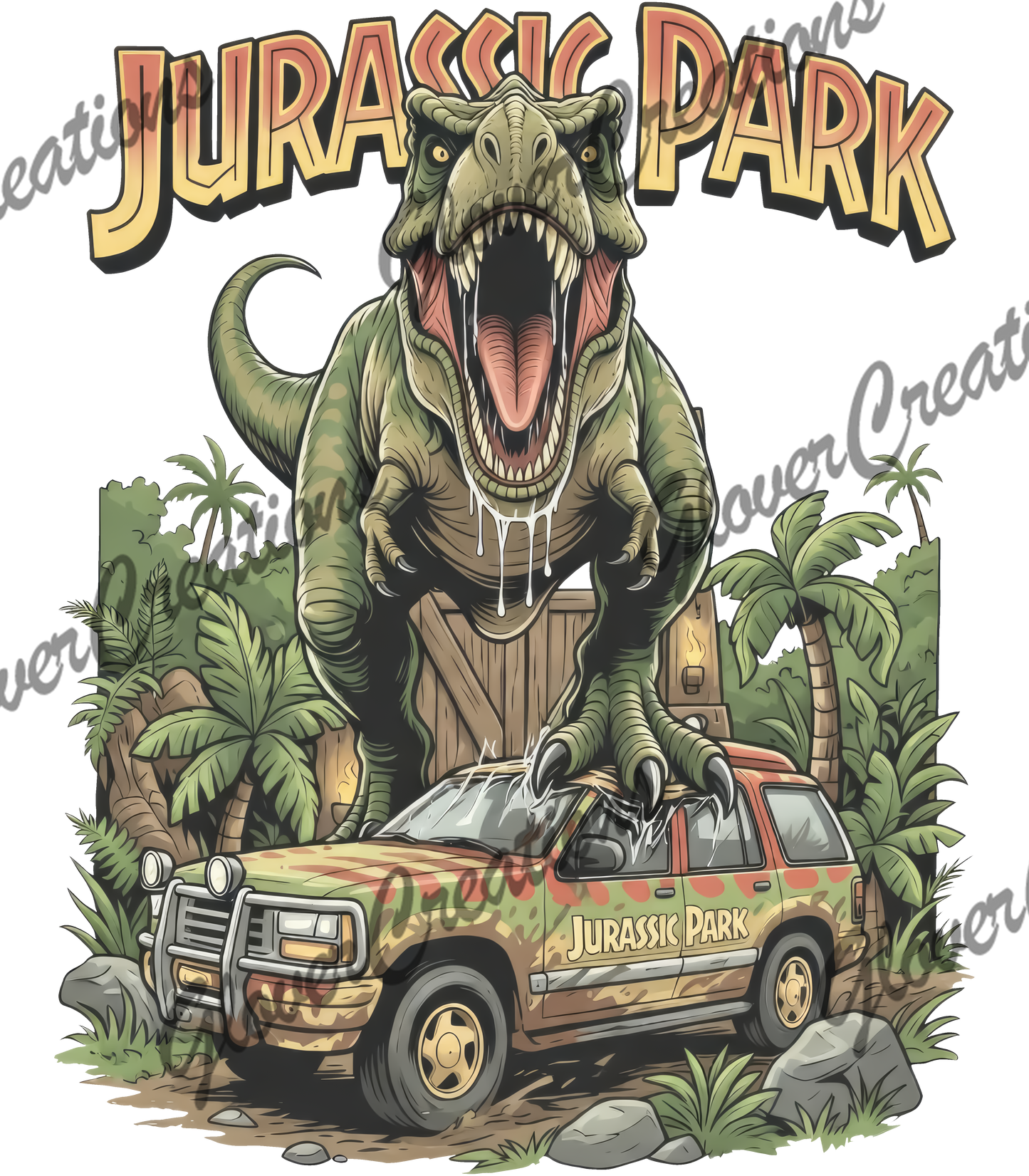 Jurassic Park Dinosaur  Direct to Film Ready to Press Heat Transfers