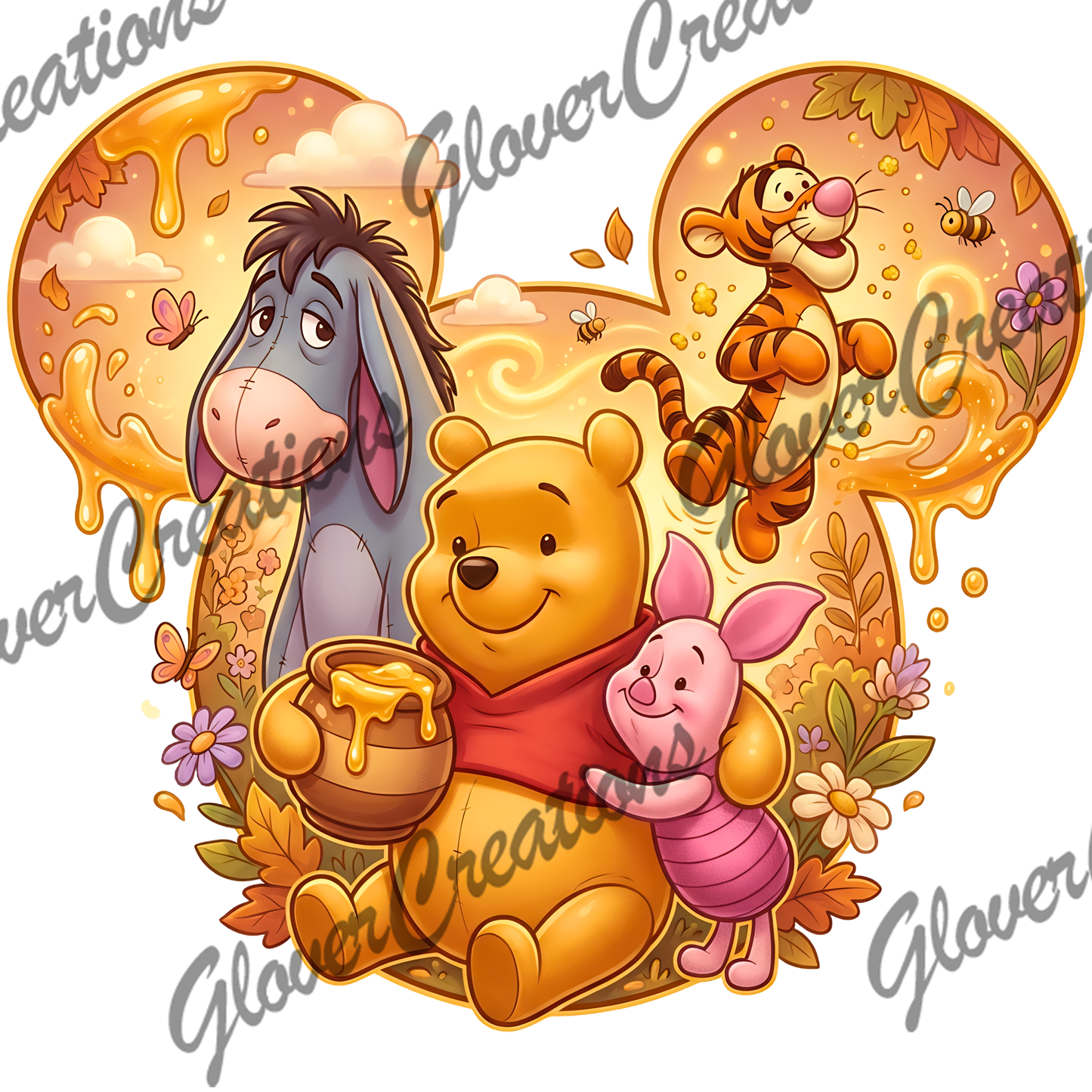 Drippy Honey Cartoon Direct to Film Ready to Press Heat Transfers
