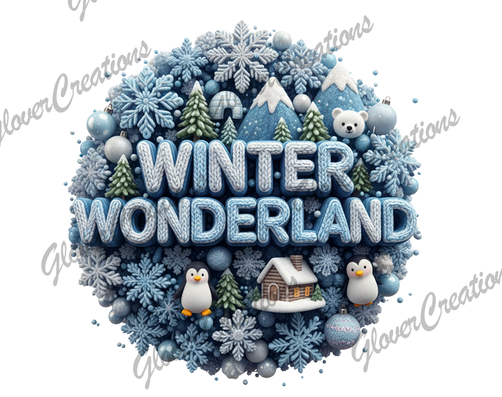 Winter Wonderland Faux Yarn Direct to Film Ready to Press Heat Transfers