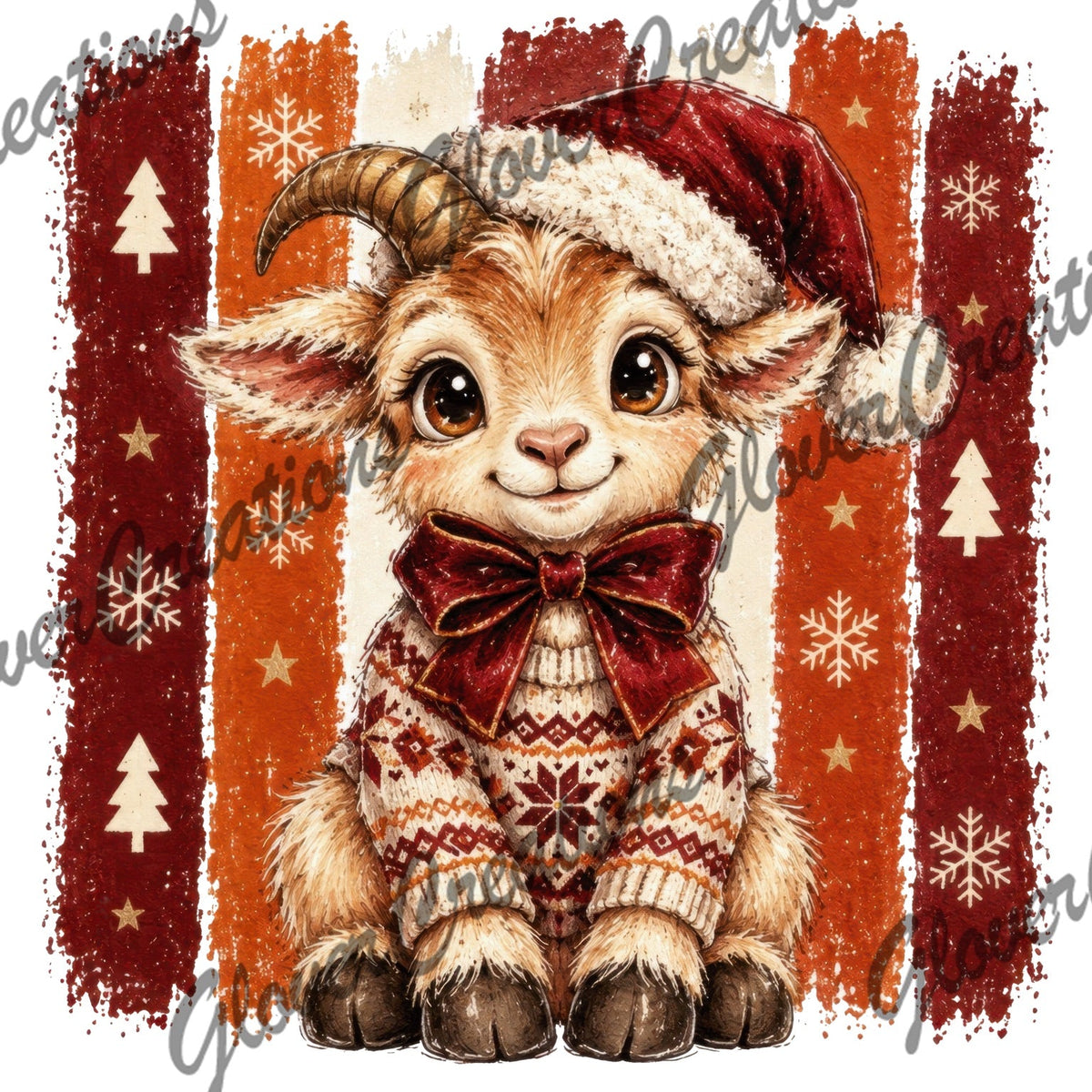 Christmas goat rustic holiday DTF transfer