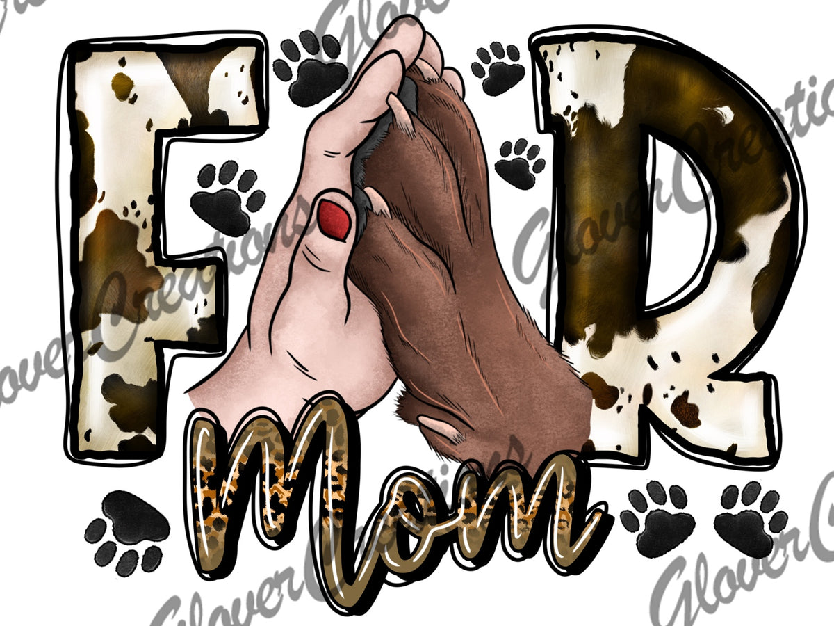 Fur Mom cow print paw high five DTF transfer