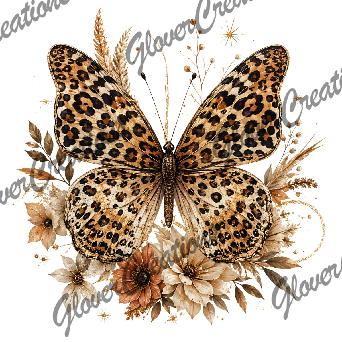 Leopard Butterfly & Fall Florals