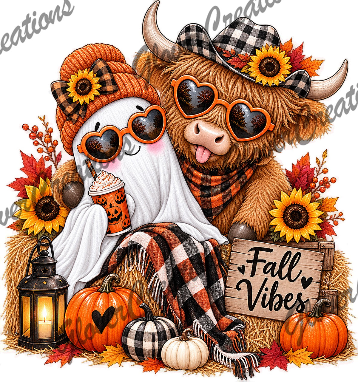 Fall Vibes Highland Cow & Ghost