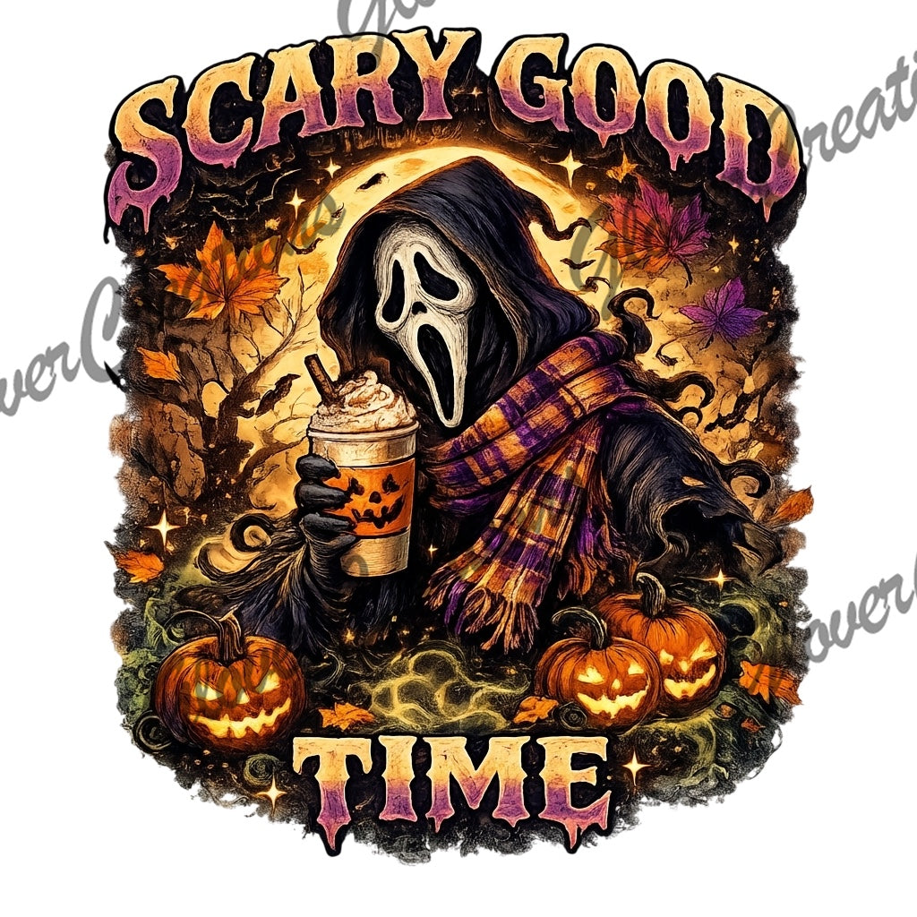 Masked horror fall DTF heat transfer