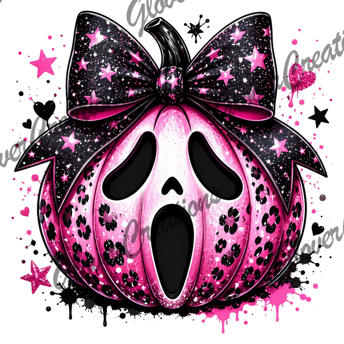 Pink masked horror pumpkin Halloween DTF heat transfer
