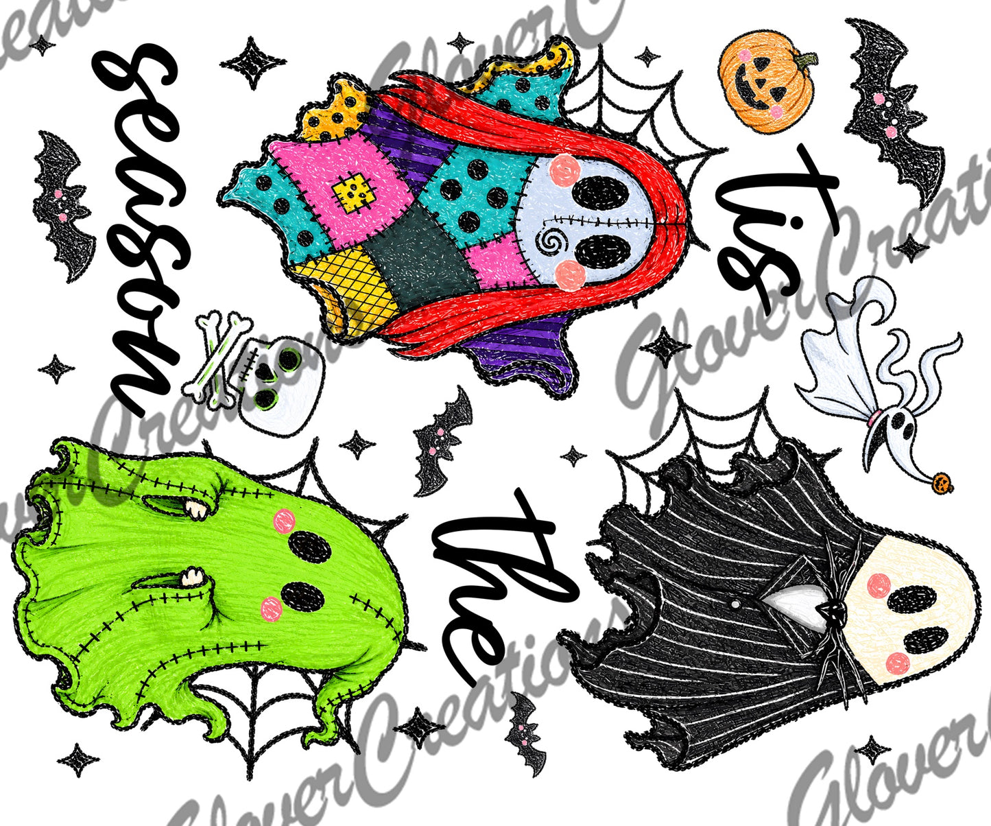 Cute Patchwork Halloween Trio