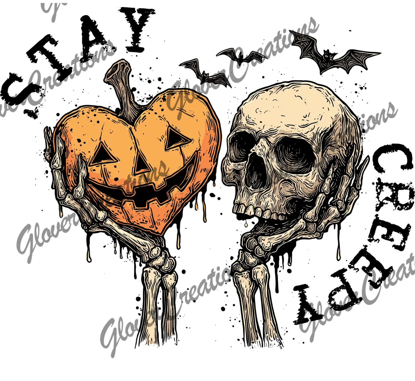 Stay Creepy Pumpkin and Skull
