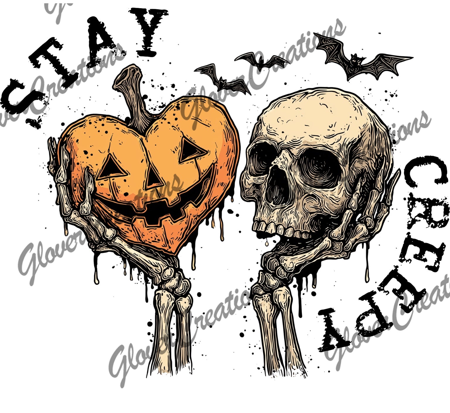 Stay Creepy Pumpkin and Skull