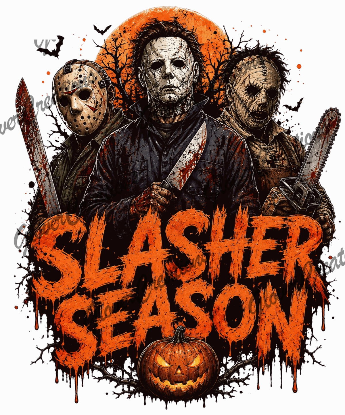 Slasher Season Horror Trio Halloween Direct to Film Ready to Press Heat Transfers