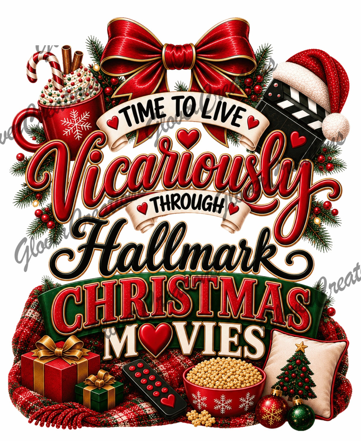 Vicariously Through Hallmark Christmas Movies Direct to Film Ready to Press Heat Transfers