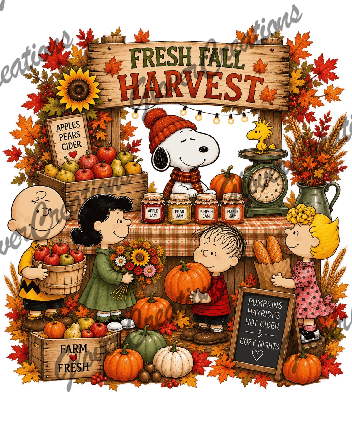 Fresh Fall Harvest Pumpkin Patch Friends Direct to Film Ready to Press Heat Transfers