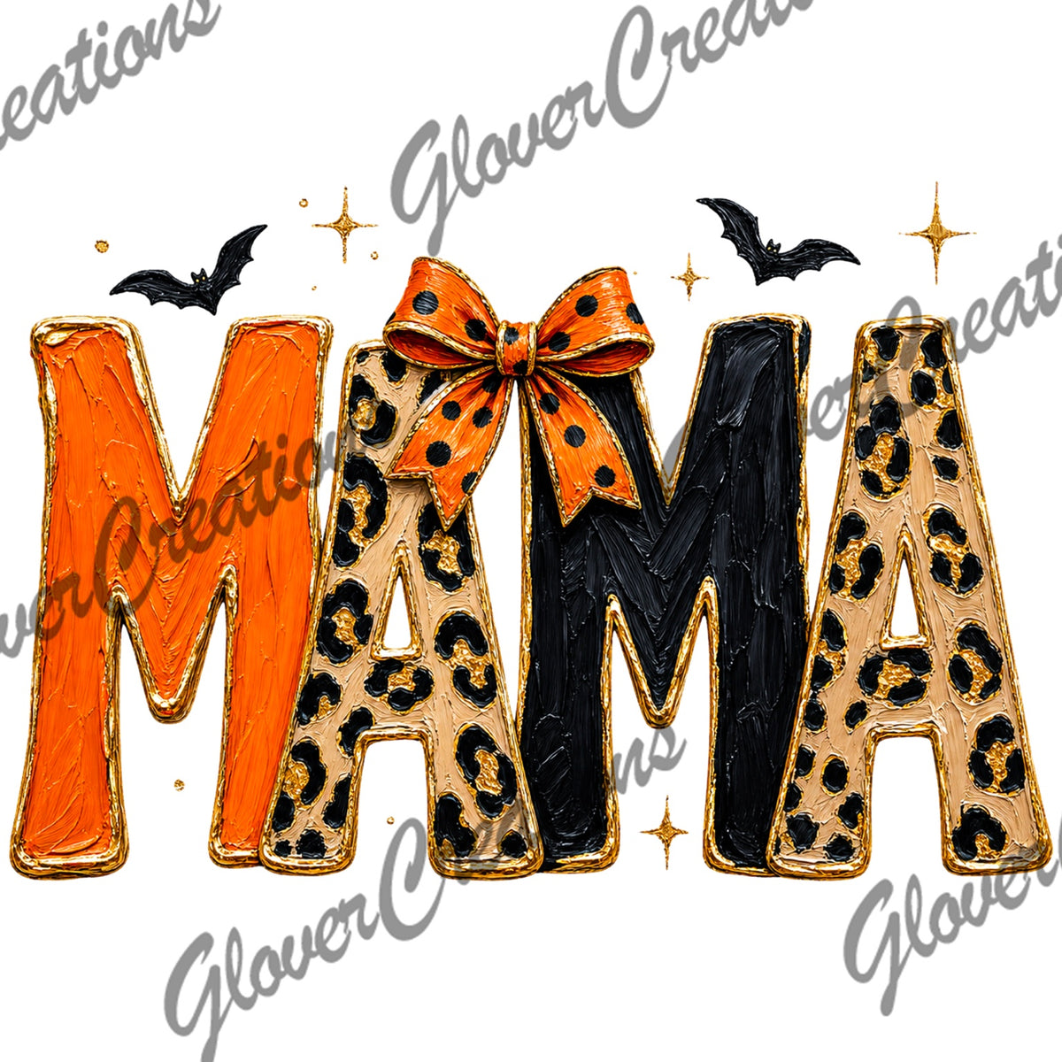 Halloween Mama Leopard Print Bow Direct to Film Ready to Press Heat Transfers