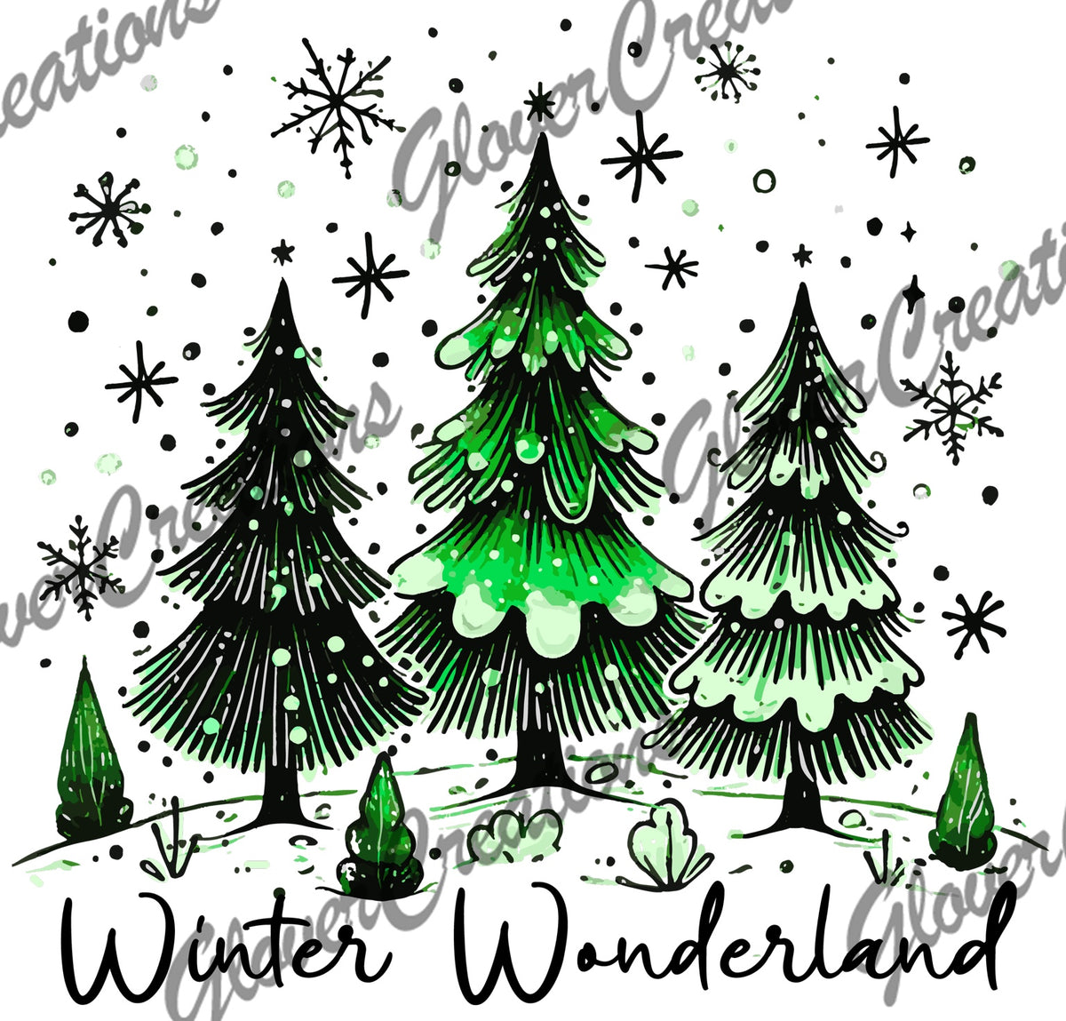 Winter Wonderland Christmas Trees Direct to Film Ready to Press Heat Transfers