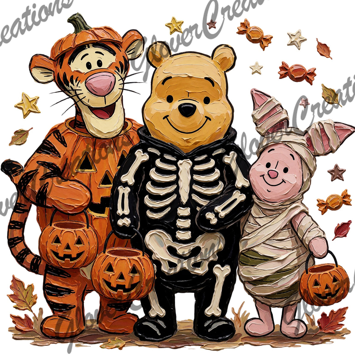 Halloween Friends Costumes Direct to Film Ready to Press Heat Transfers