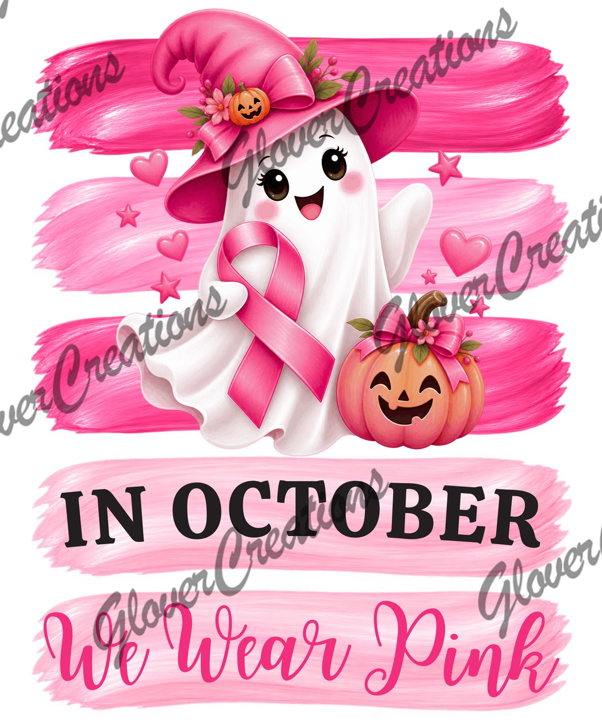 In October We Wear Pink Ghost Direct to Film Ready to Press Heat Transfers
