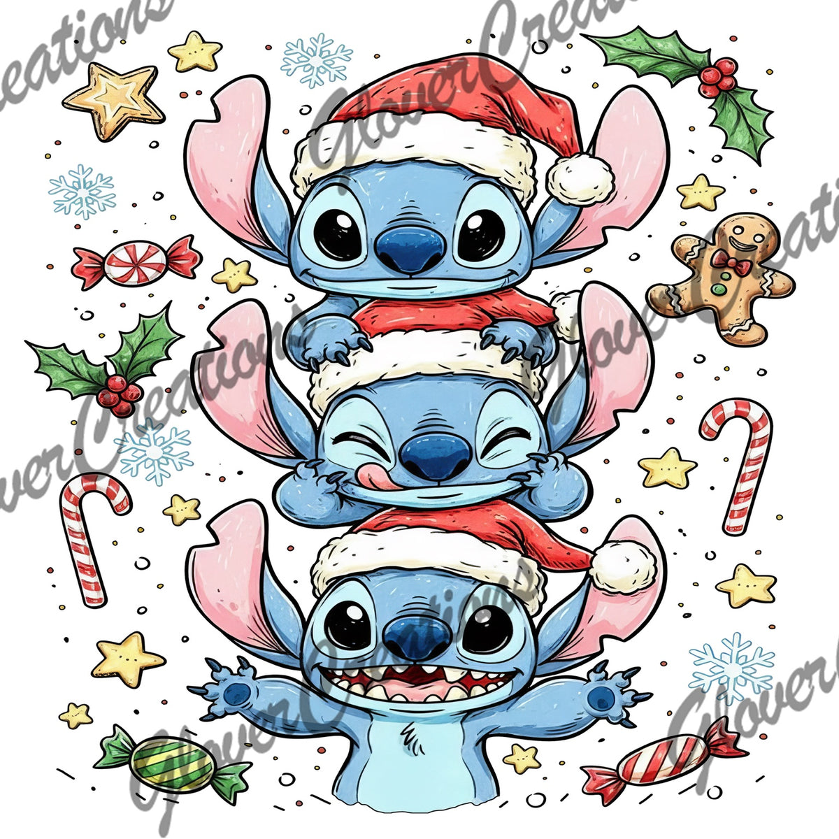 Christmas Blue Alien Trio Direct to Film Ready to Press Heat Transfers