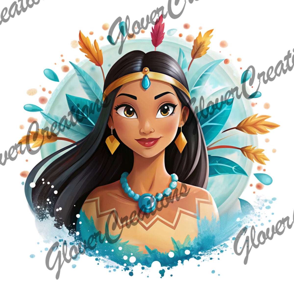 Native Princess Autumn Splash Direct to Film Ready to Press Heat Transfers