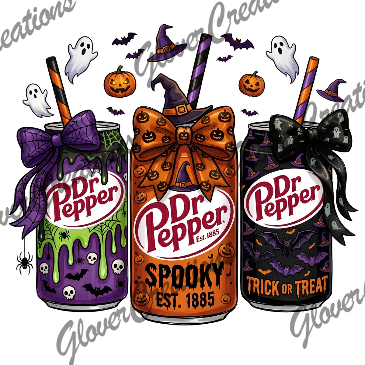 Spooky Dr Pepper Halloween Cans Direct to Film Ready to Press Heat Transfers