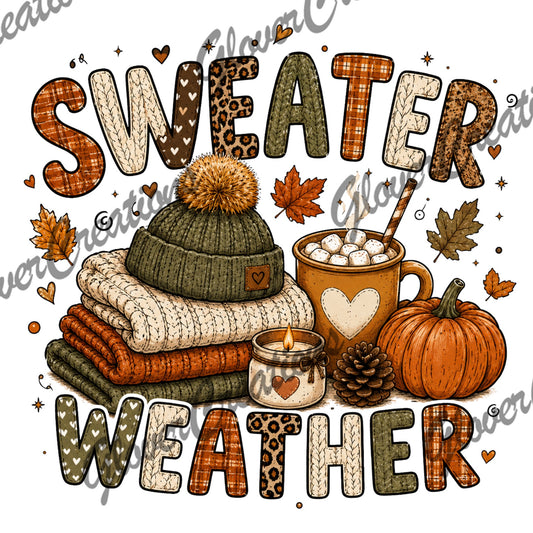 Sweater Weather Cozy Fall Direct to Film Ready to Press Heat Transfers