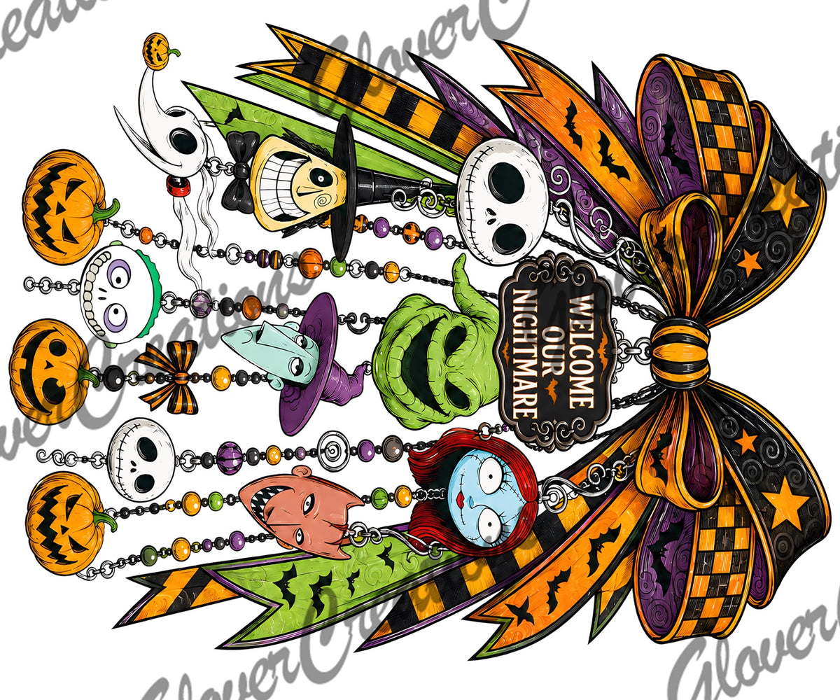 Welcome Our Nightmare Halloween Bow Direct to Film Ready to Press Heat Transfers