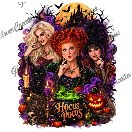 Hocus Pocus Sanderson Sisters Halloween Direct to Film Ready to Press Heat Transfers