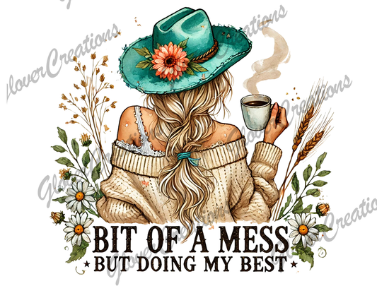 12 Inch Bit Of A Mess Direct to Film Ready to Press Heat Transfers