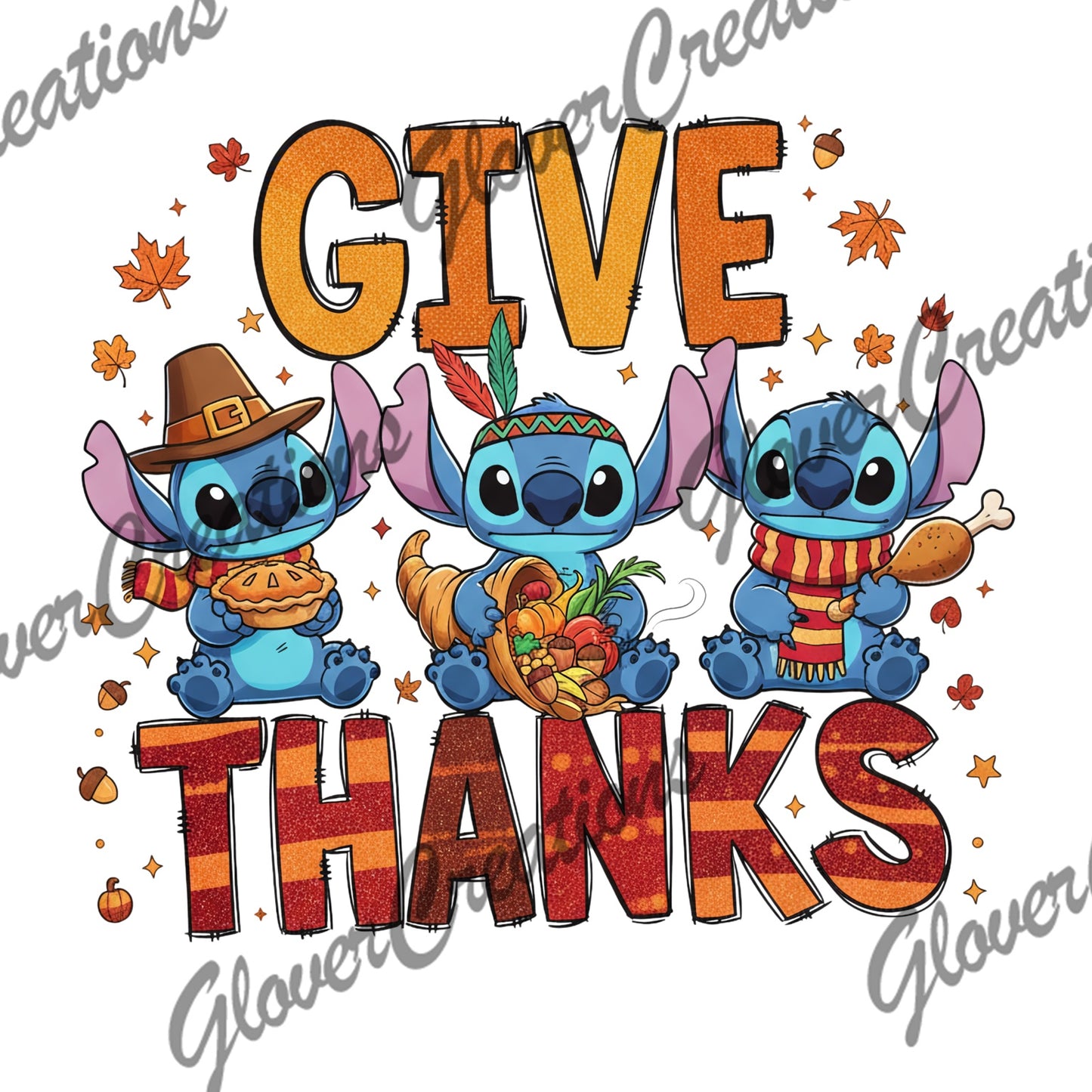 Blue alien give thanks Thanksgiving design