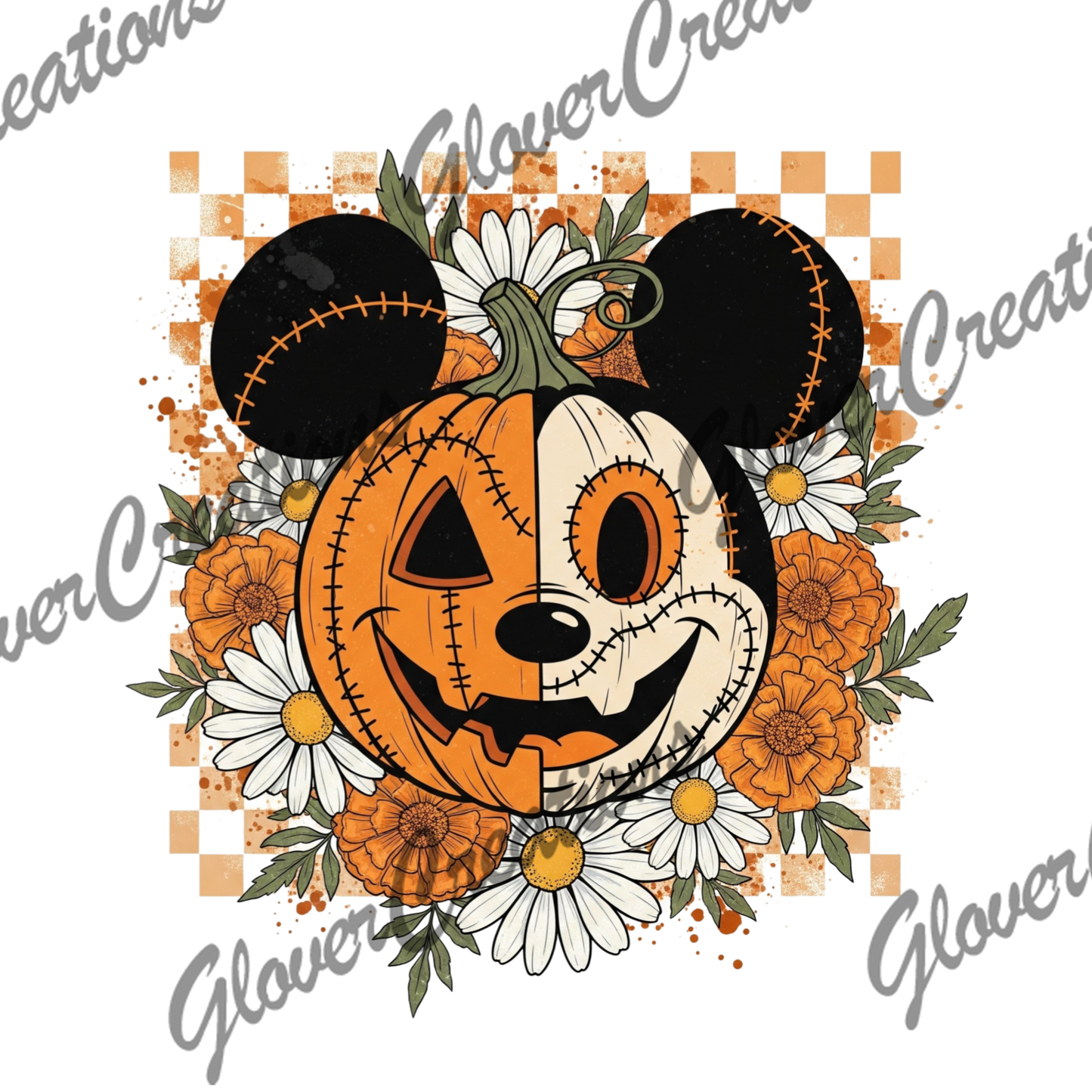 Mouse Halloween Pumpkin Direct to Film Ready to Press Heat Transfers