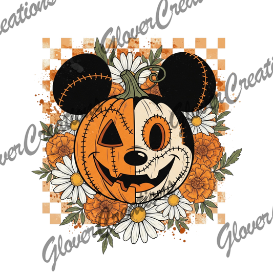 Mouse Halloween Pumpkin Direct to Film Ready to Press Heat Transfers