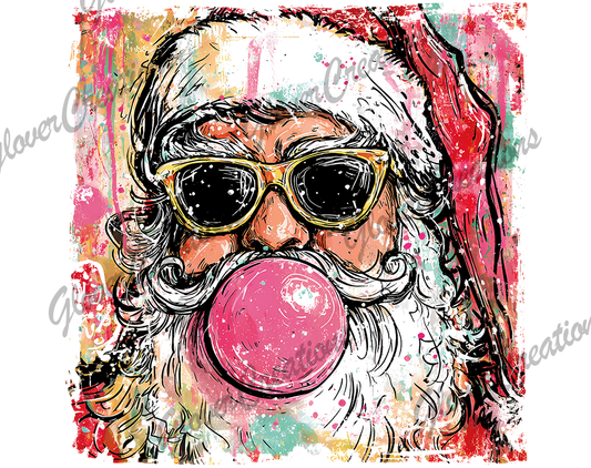BubbleGum Santa Direct to Film Ready to Press Heat Transfers