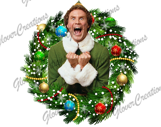 Buddy Elf Wreath Direct to Film Ready to Press Heat Transfers
