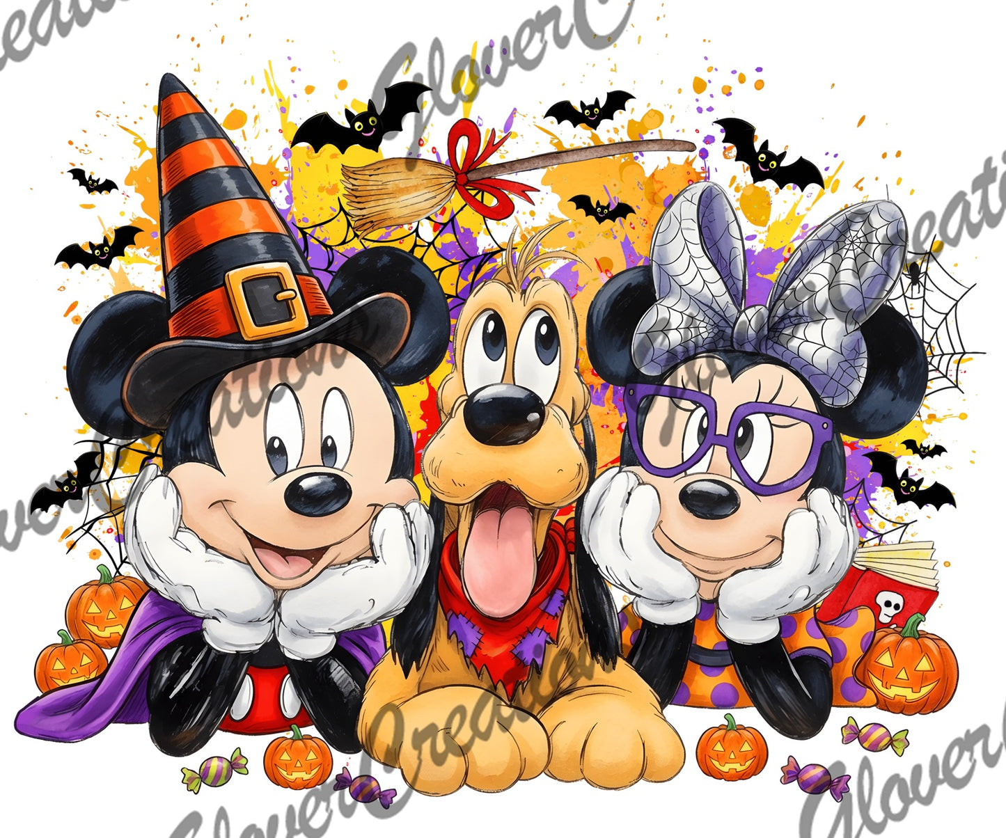 Classic mouse friends Halloween costumes heat transfer design