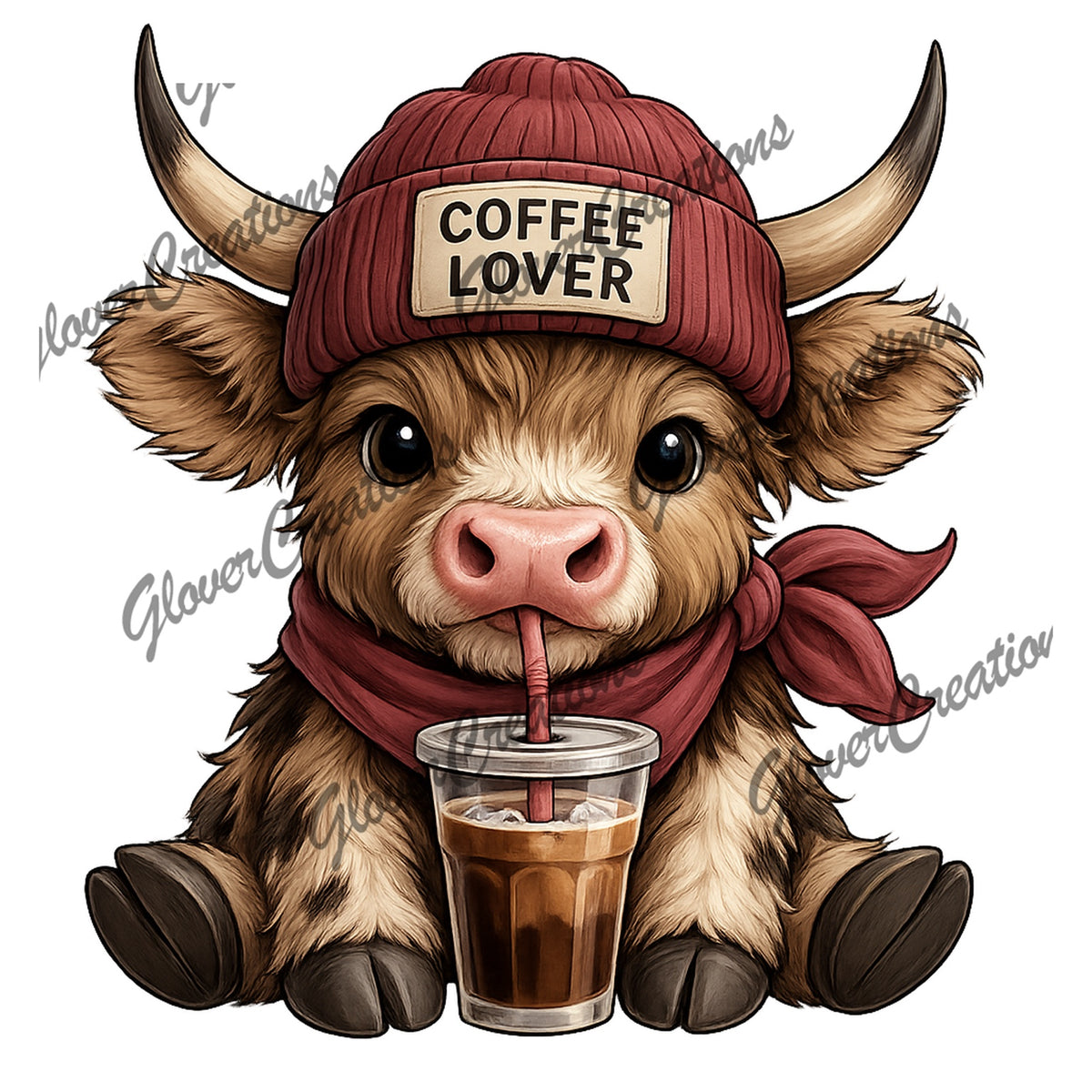 Coffee Addict Highland Cow Direct To Film Ready To Press Heat Transfers