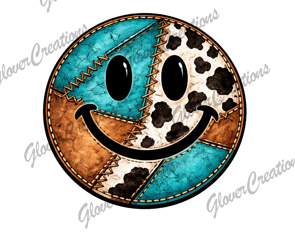Stitched Smiley Face Direct to Film Ready to Press Heat Transfer