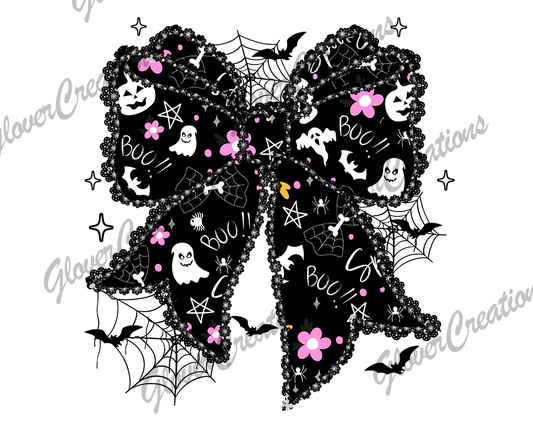 Cute Boo Bow Direct to Film Ready to Press Heat Transfers