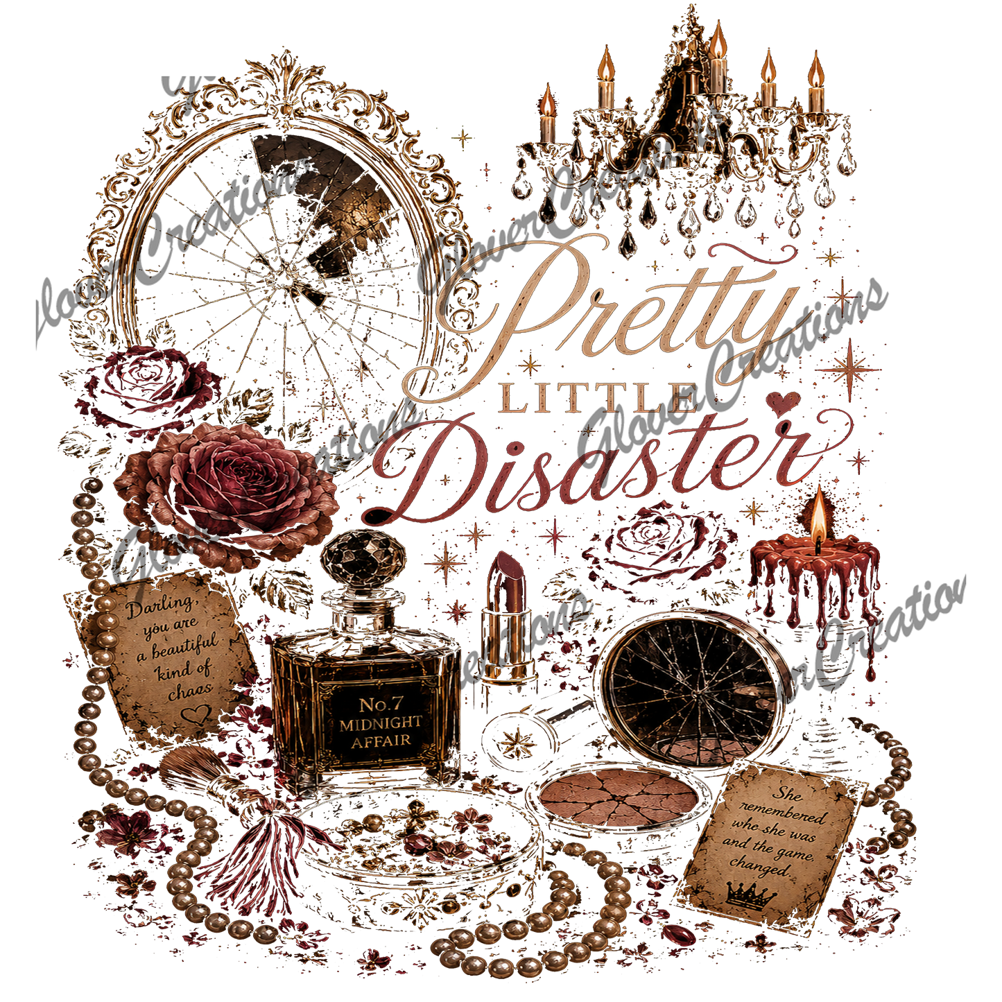 Pretty Little Disaster Direct to Film Ready to Press Heat Transfers