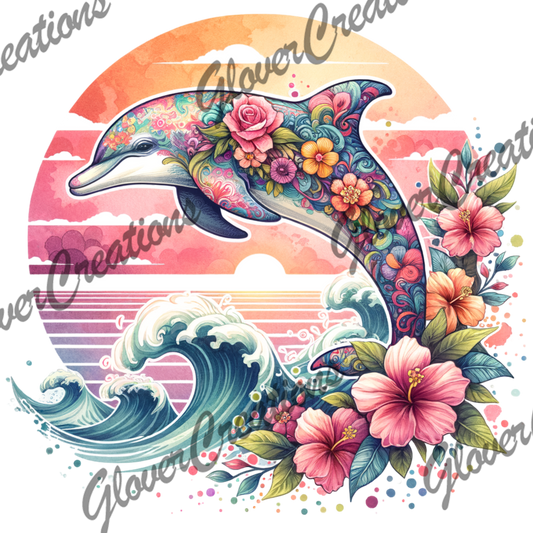Tropical Dolphin Direct to Film Ready to Press Heat Transfers