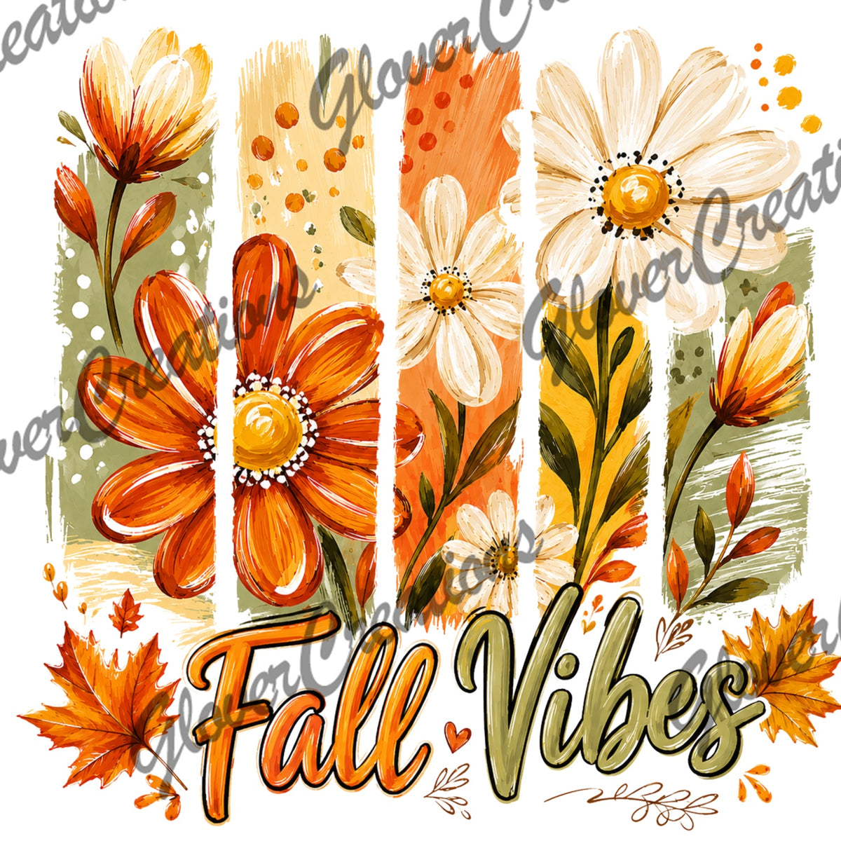 Fall Vibes floral DTF heat transfer