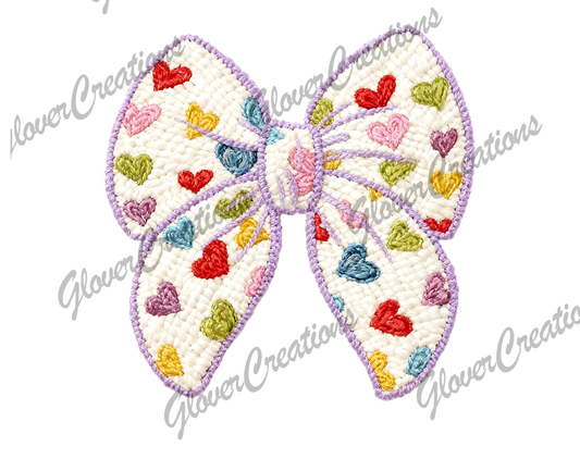 Faux Bow And Hearts Direct to Film Ready to Press Heat Transfers