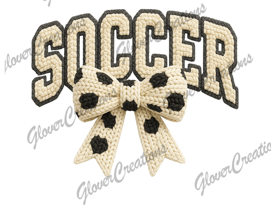 Faux Soccer Bow Direct to Film Ready to Press Heat Transfers